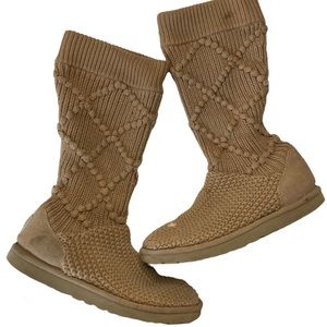 UGG Australia Tan Classic Argyle Knit Tall Boots 7